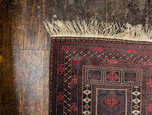 Load image into Gallery viewer, 5'4" x 2'9" Vintage Afghan Hand Knotted Wool Baluch Rug - 164cm x 84cm