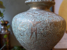 Load image into Gallery viewer, Early 20th.C Gold Gilded Indian Engraved Brass Surahi / Vase