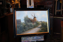 Load image into Gallery viewer, 1930's Dutch Oil Painting - Landscape With Windmill -  55 x 74cm