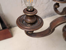 Load image into Gallery viewer, Antique C.1920 5 Arm Cast Brass Chandelier Light Fitting