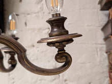 Load image into Gallery viewer, Antique C.1920 5 Arm Cast Brass Chandelier Light Fitting