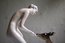 Load image into Gallery viewer, Art Deco C.1930 Katzhutte Figurine Nude Girl Feeding Deer