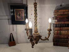 Load image into Gallery viewer, Antique Italian Carved and Gilt Painted 6-Light Wooden Chandelier