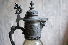 Load image into Gallery viewer, Antique Baroque Glass and Pewter Carafe / Wine Decanter