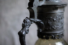 Load image into Gallery viewer, Antique Baroque Glass and Pewter Carafe / Wine Decanter