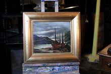 Load image into Gallery viewer, 19th.C Joe Branston Oil Painting - Sea Loch & Ship - 45cm x 40cm