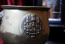Load image into Gallery viewer, Vintage Embossed Brass Planter Jardiniere on Stand