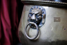 Load image into Gallery viewer, Vintage Embossed Brass Planter Jardiniere on Stand