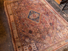 Load image into Gallery viewer, 69"x48" Vintage Hand Knotted Qashqai Wool Rug - 177 x 122cm