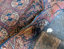 Load image into Gallery viewer, 3'7" x 2'11! Antique Nomadic Tekke Bokhara Wool Rug - 109 x 89cm