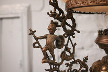 Load image into Gallery viewer, Victorian Hanging Oil Lamp Converted to Electric -  Brass Chandelier Light Fitting