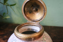 Load image into Gallery viewer, Antique Chinese Pink Ground Famille Rose and Gilded Brass Inkwell