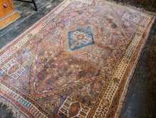 Load image into Gallery viewer, 69"x48" Vintage Hand Knotted Qashqai Wool Rug - 177 x 122cm