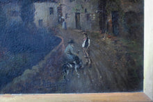 Load image into Gallery viewer, Arthur Beaumont Original Oil Painting - Village Street Scene at Sunset - 1926
