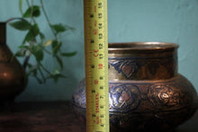 Load image into Gallery viewer, Islamic Mamluk Brass Vase / Jardiniere With Silver And Copper Inlay