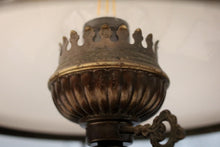 Load image into Gallery viewer, Victorian Hanging Oil Lamp Converted to Electric -  Brass Chandelier Light Fitting