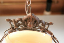 Load image into Gallery viewer, Victorian Hanging Oil Lamp Converted to Electric -  Brass Chandelier Light Fitting