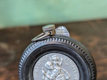 Load image into Gallery viewer, C.1955 Timex Tyre Key Ring Pocket Watch With Original St Christopher Coin Back