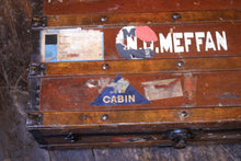 Load image into Gallery viewer, Antique Wooden Framed Steamer Trunk
