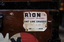 Load image into Gallery viewer, Antique Wooden Framed Steamer Trunk