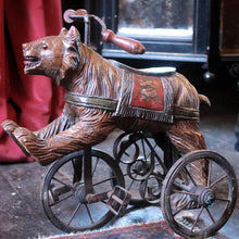 Load image into Gallery viewer, Early 20th.C Antique Swiss Black Forest Carved Bear Tricycle