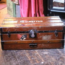 Load image into Gallery viewer, Antique Wooden Framed Steamer Trunk