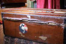 Load image into Gallery viewer, Antique Wooden Framed Steamer Trunk