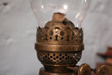 Load image into Gallery viewer, Edwardian Pink Glass Oil Lamp – Cranberry Glass & Brass, Hinks No. 2 Burner