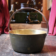 Load image into Gallery viewer, Large Antique Brass Fire Pot / Jam Pan / Plant Pot