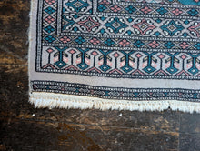 Load image into Gallery viewer, 4'3" x 2'7" - Vintage Hand Knotted Turquoise Bokhara-Style Rug – 130 x 80cm