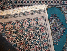 Load image into Gallery viewer, 4'3" x 2'7" - Vintage Hand Knotted Turquoise Bokhara-Style Rug – 130 x 80cm