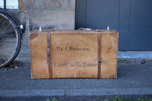 Load image into Gallery viewer, Antique Wooden Framed Steamer Trunk