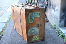 Load image into Gallery viewer, Antique Wooden Framed Steamer Trunk