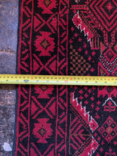 Load image into Gallery viewer, 5'9" x 2'10" - Vintage Afghan Baluch Rug – Hand-Knotted Wool, Tribal Red and Black