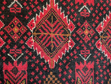 Load image into Gallery viewer, 5'9" x 2'10" - Vintage Afghan Baluch Rug – Hand-Knotted Wool, Tribal Red and Black
