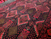 Load image into Gallery viewer, 5'9" x 2'10" - Vintage Afghan Baluch Rug – Hand-Knotted Wool, Tribal Red and Black