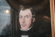 Load image into Gallery viewer, Large Antique Victorian Pastel Painting Portrait Gentleman in Gold Gesso Frame