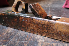 Load image into Gallery viewer, Antique Wooden Jack Plane – 24” Hand Tool with Shaped Handle & Iron Blade
