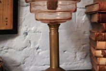 Load image into Gallery viewer, Edwardian Pink Glass Oil Lamp – Cranberry Glass & Brass, Hinks No. 2 Burner