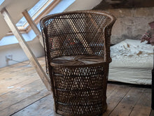 Load image into Gallery viewer, Vintage 70s Tall Rattan Tub Chair