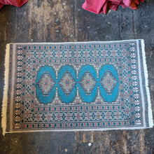 Load image into Gallery viewer, 4'3" x 2'7" - Vintage Hand Knotted Turquoise Bokhara-Style Rug – 130 x 80cm