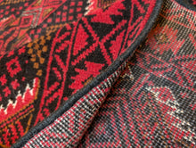 Load image into Gallery viewer, 5'9" x 2'10" - Vintage Afghan Baluch Rug – Hand-Knotted Wool, Tribal Red and Black