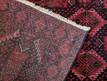 Load image into Gallery viewer, 5'9" x 2'10" - Vintage Afghan Baluch Rug – Hand-Knotted Wool, Tribal Red and Black
