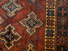 Load image into Gallery viewer, 6'4" x 4'4" - Antique Hand Knotted Wool Tribal Afshar Rug – Reds & Indigo Blues - 194cm x 132cm