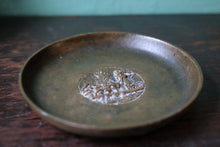 Load image into Gallery viewer, Small Antique Cast Brpnze Dish with Plough Scene Relief – 6"