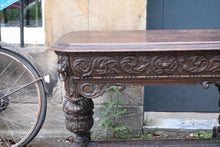 Load image into Gallery viewer, Antique C.1850 Hand-Carved Table with Mythical Sea Creatures – 97.5 x 69.5 x 57cm