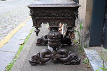 Load image into Gallery viewer, Antique C.1850 Hand-Carved Table with Mythical Sea Creatures – 97.5 x 69.5 x 57cm