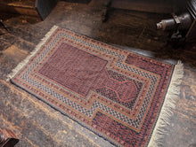 Load image into Gallery viewer, 5'5" x 2'9.5" - Vintage Afghan Balouch Wool Prayer Rug | Deep Red & Black Tones - 90 x 166 cm
