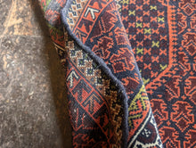 Load image into Gallery viewer, 5'5" x 2'9.5" - Vintage Afghan Balouch Wool Prayer Rug | Deep Red & Black Tones - 90 x 166 cm