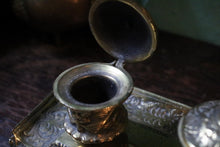 Load image into Gallery viewer, Ornate Antique Victorian Brass Double Inkwell